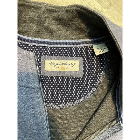 Men's 1/4 Zip Pullover Shirt Size L Mock Neck Long Sleeve Blue SUPER SOFT COMFY - Picture 3 of 16